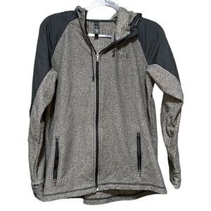 Under Armour Cold Gear Full Zip Jacket Hooded Zip Pockets Long Sleeve Gray Large